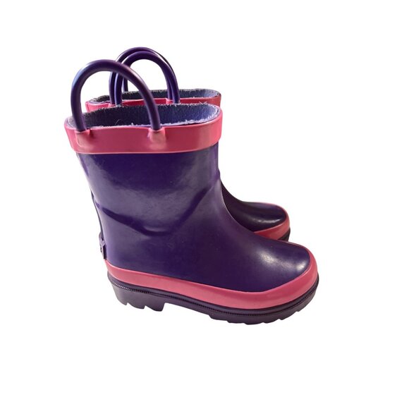 Kids Purple & Pink Rubber Rain Boots‎ Size 5/6 Handles Blue Mountain - Picture 3 of 7